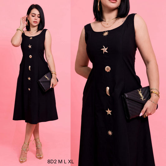 Okbt vestido botones dorados