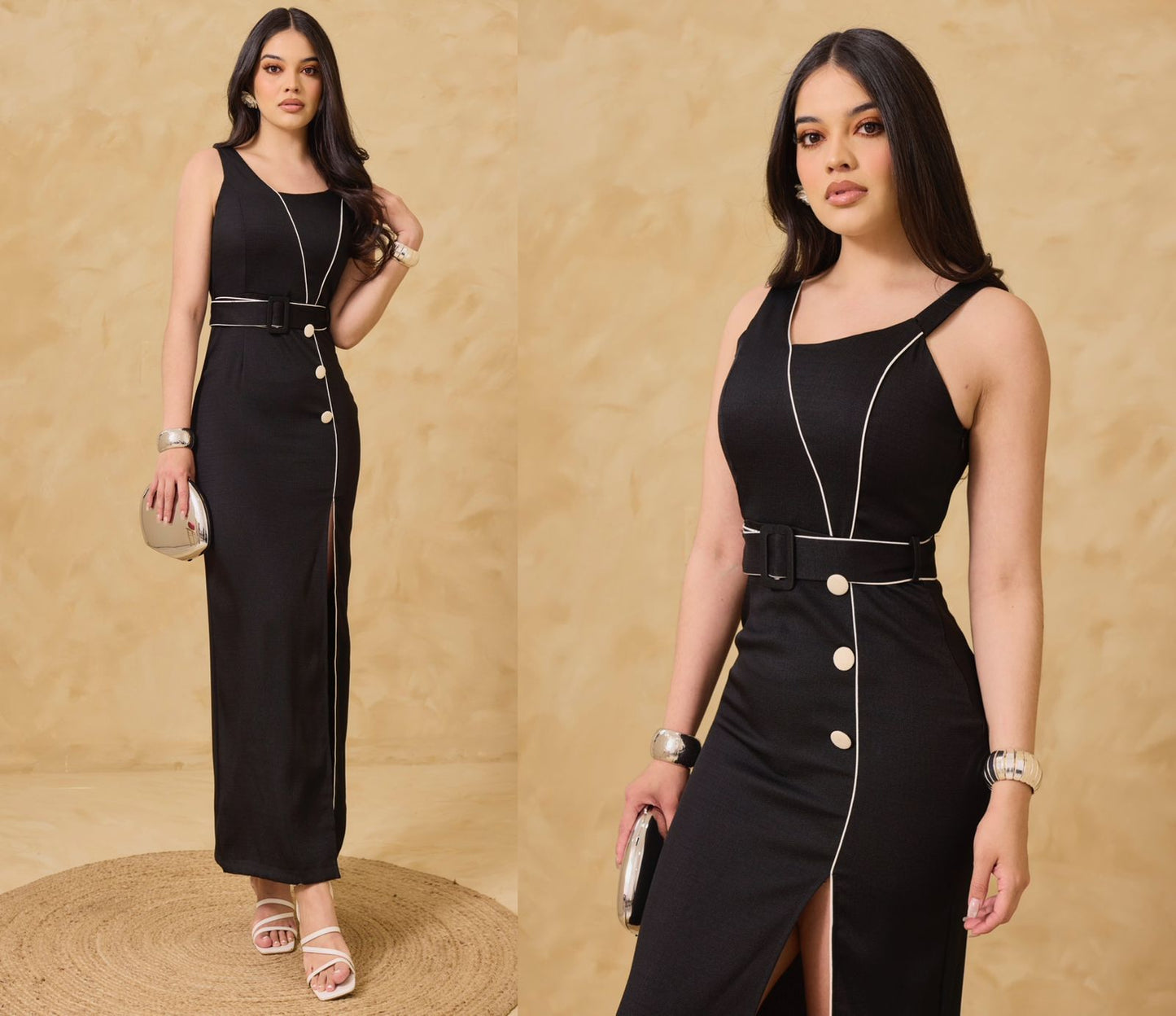 Vestido Botones Cintó