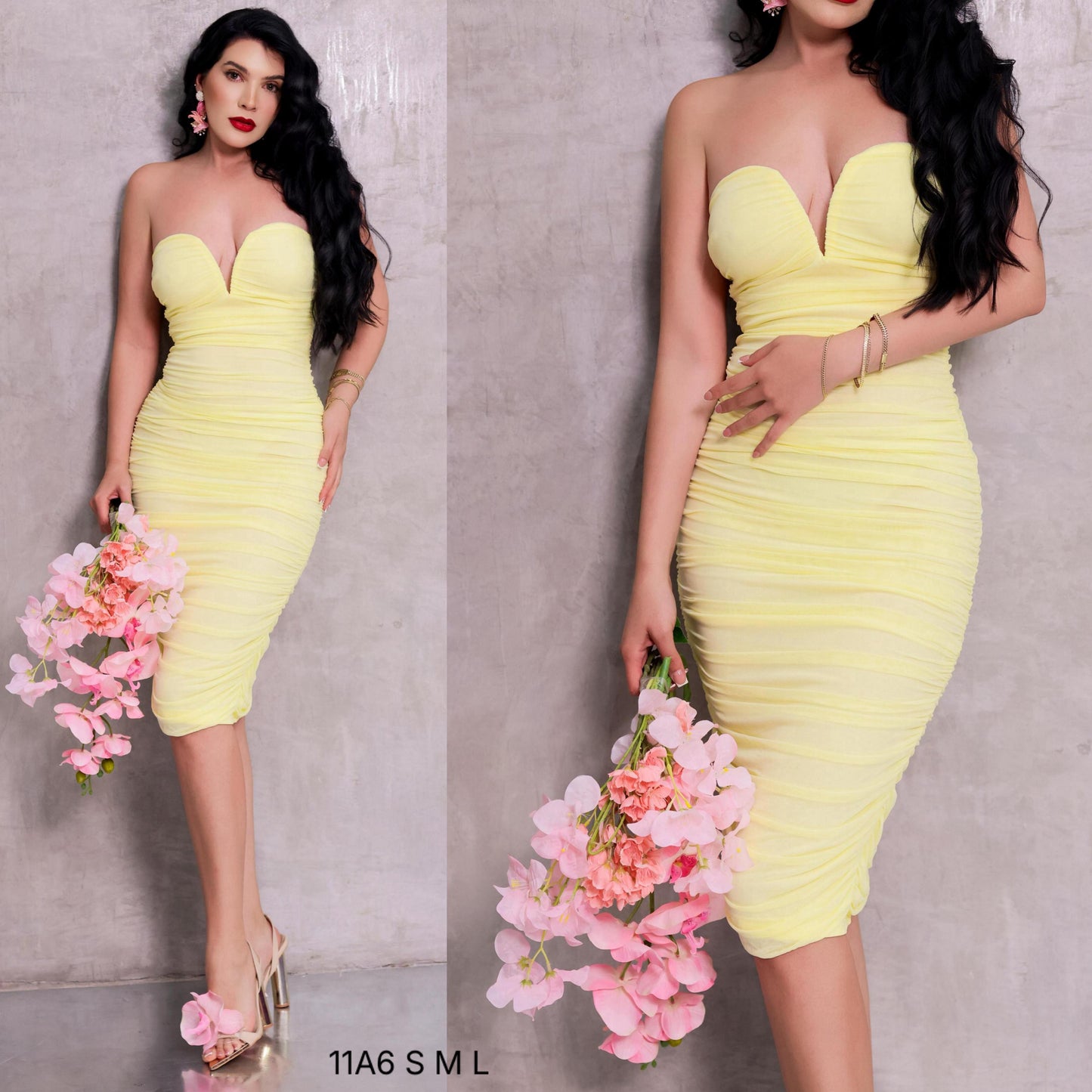 Vestido mesh escote corazón