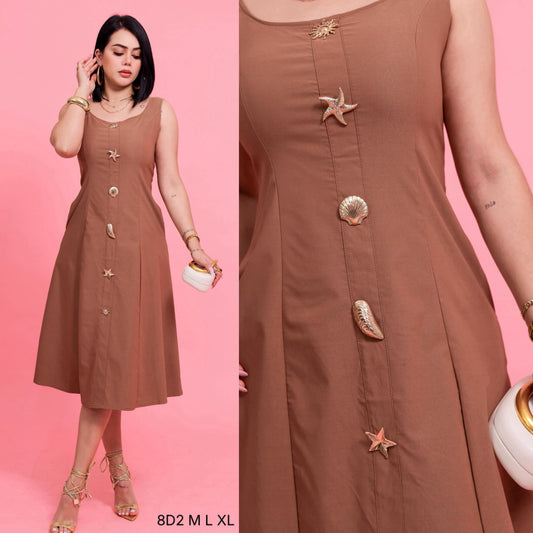 Okbt vestido botones dorados