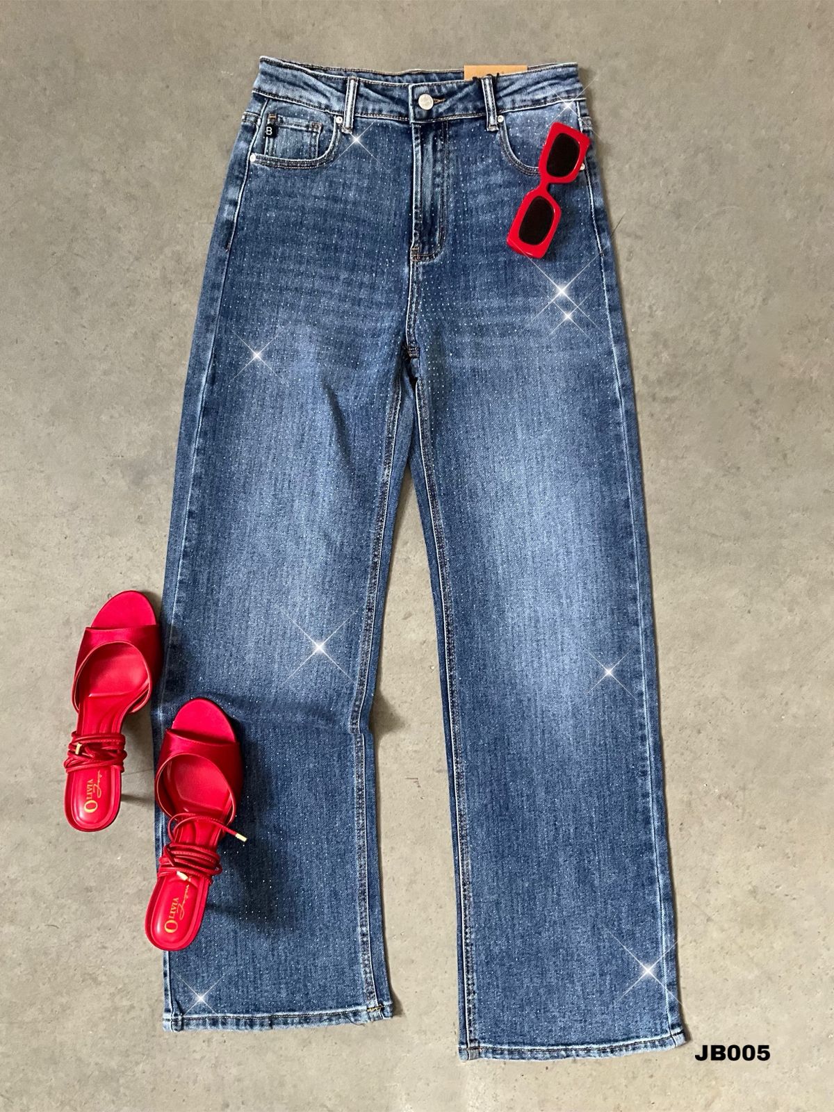 Pantalón blu con pedrería