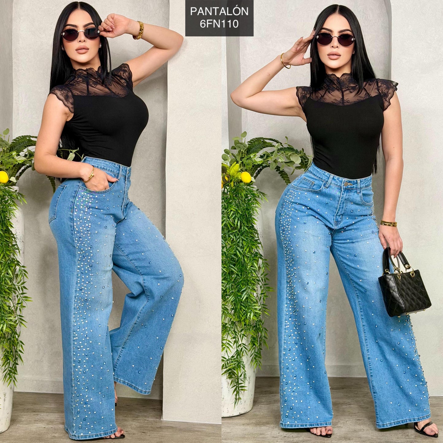 Pantalón pedrería