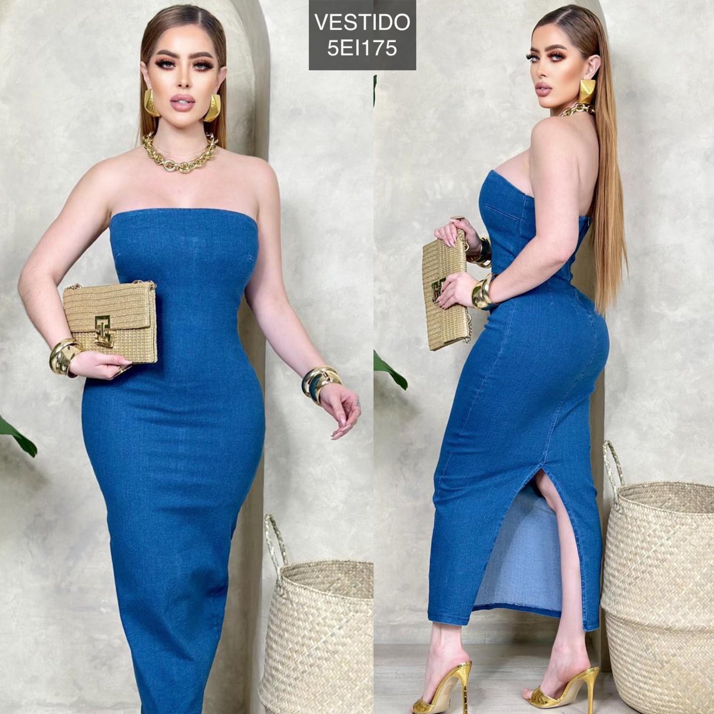 Vestido straple denim