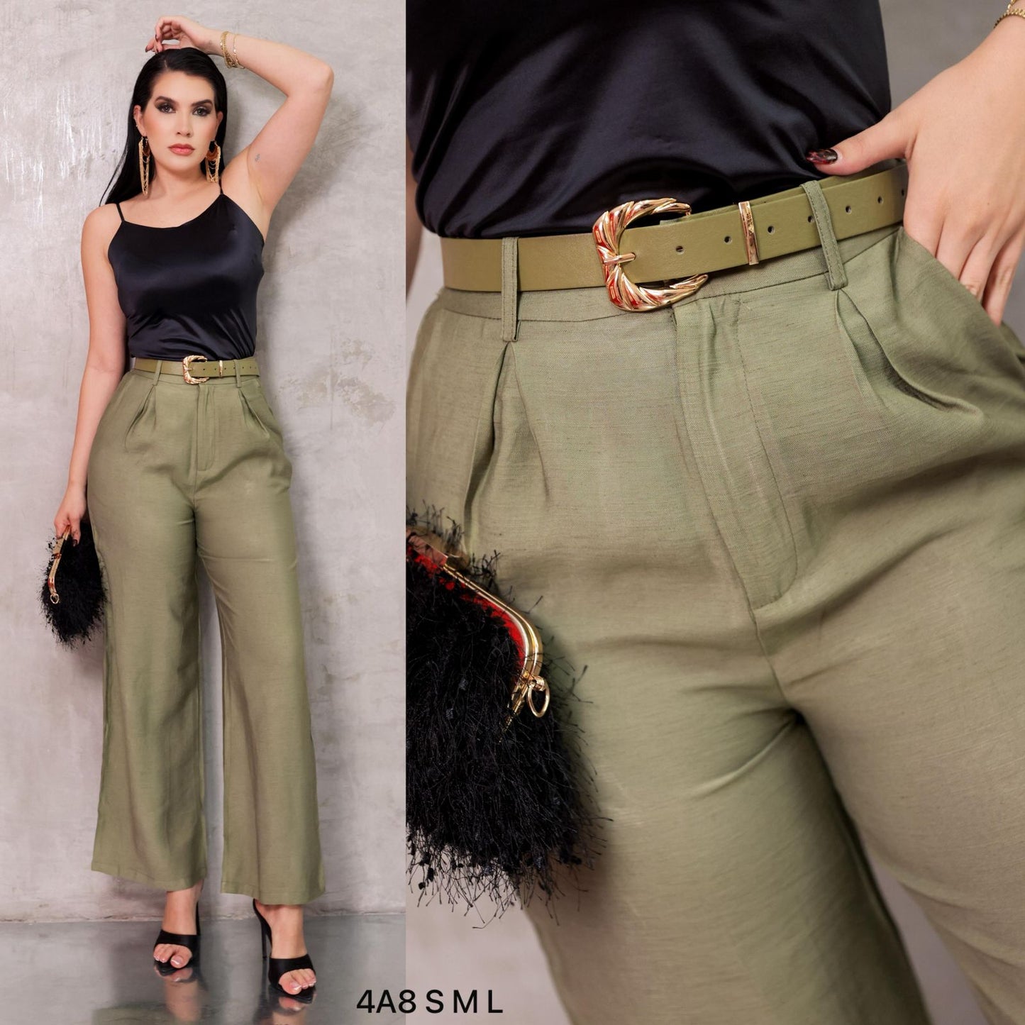 Pantalón con cinto Love