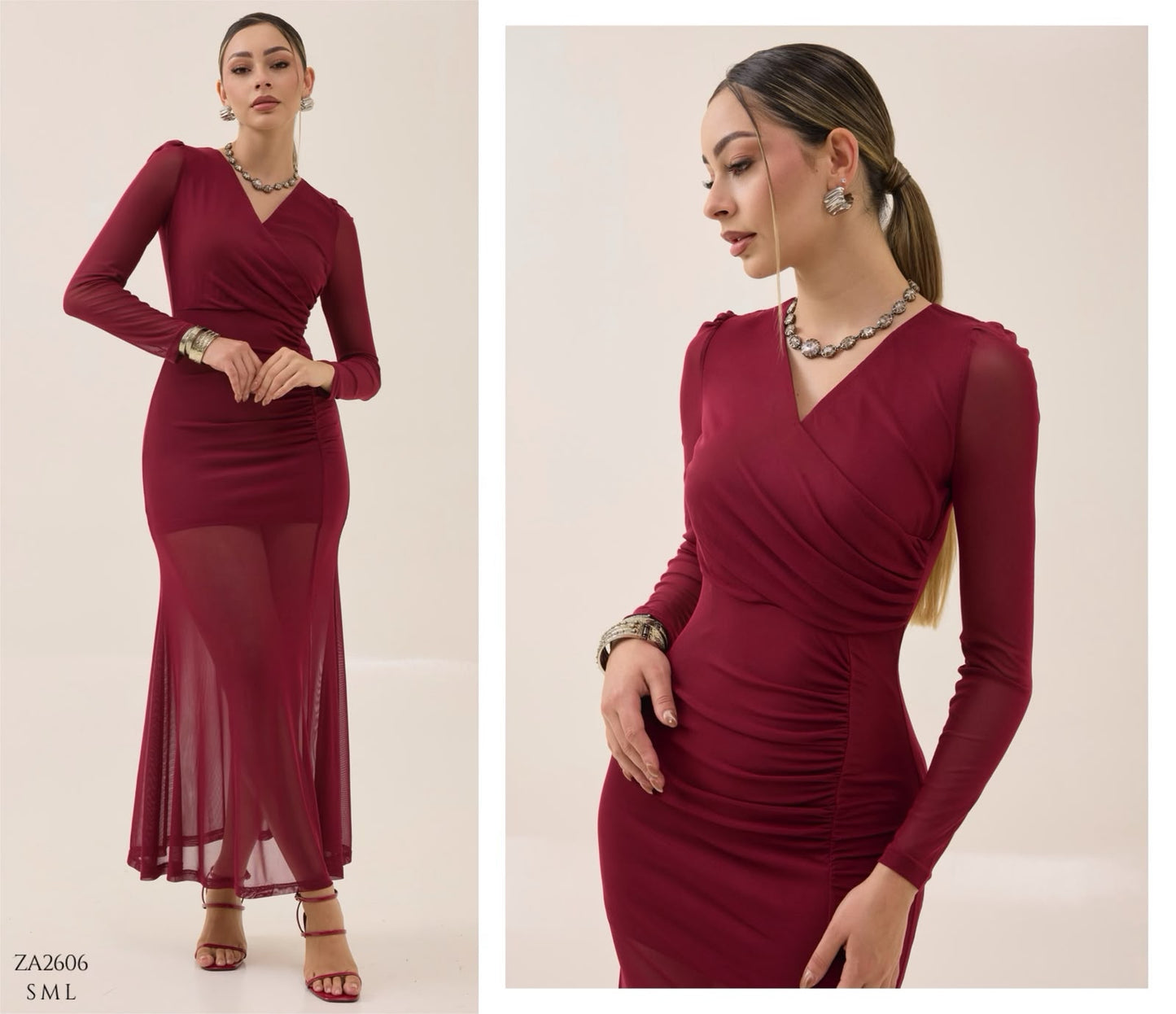 Vestido largo de tul con forro