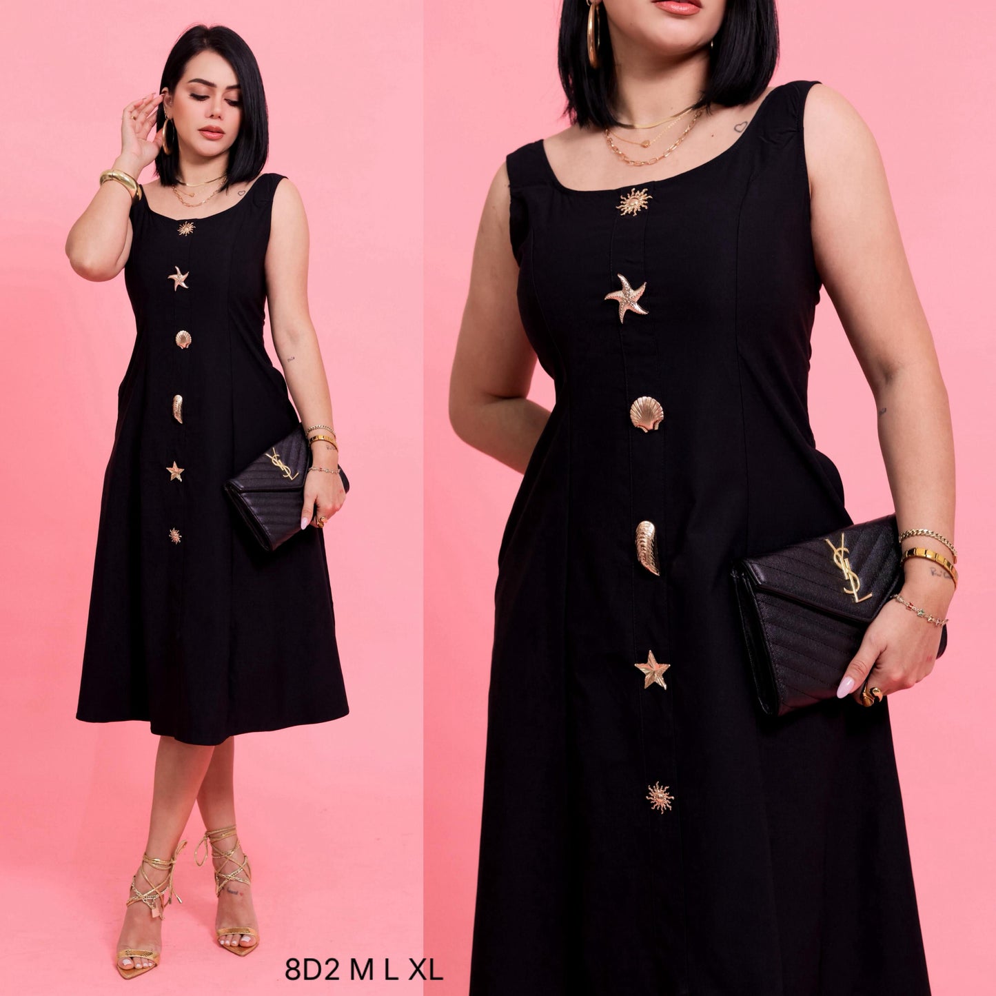 Okbt vestido botones dorados