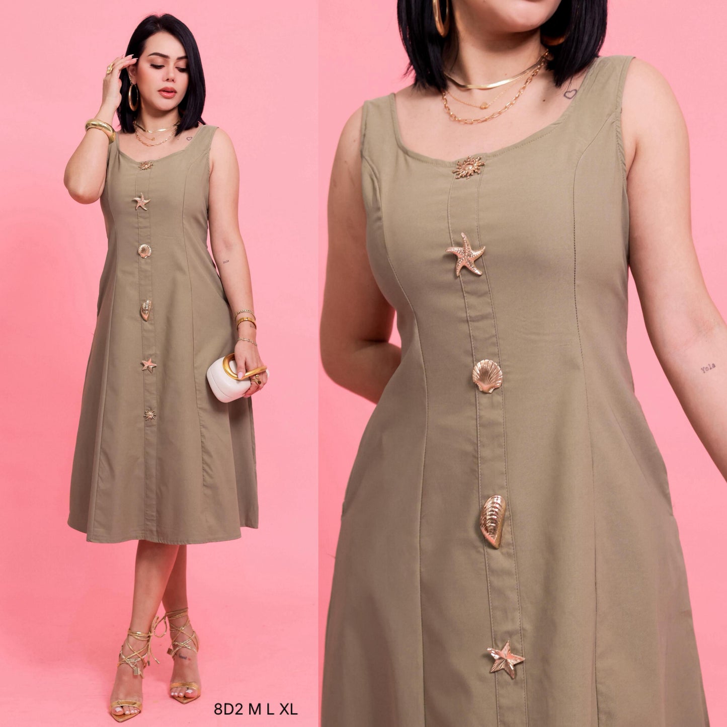 Okbt vestido botones dorados