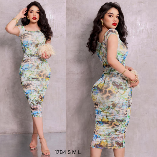 Vestido mesh leopardo